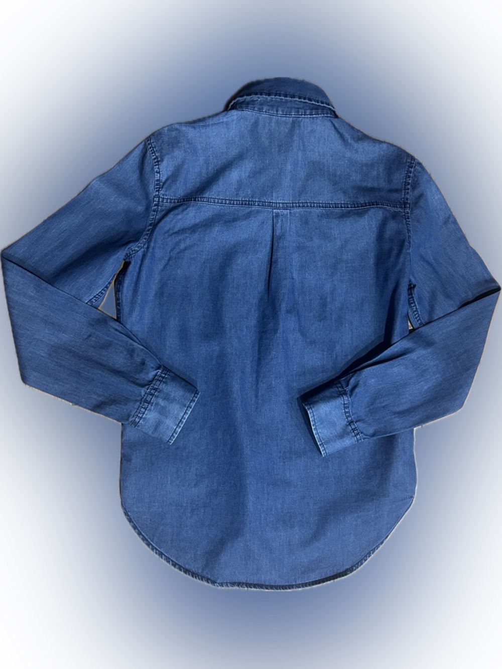 LN Aeropostale SZ S/P Blue Denim Chambray Button-Down Shirt/bust 36” - Picture 3 of 6